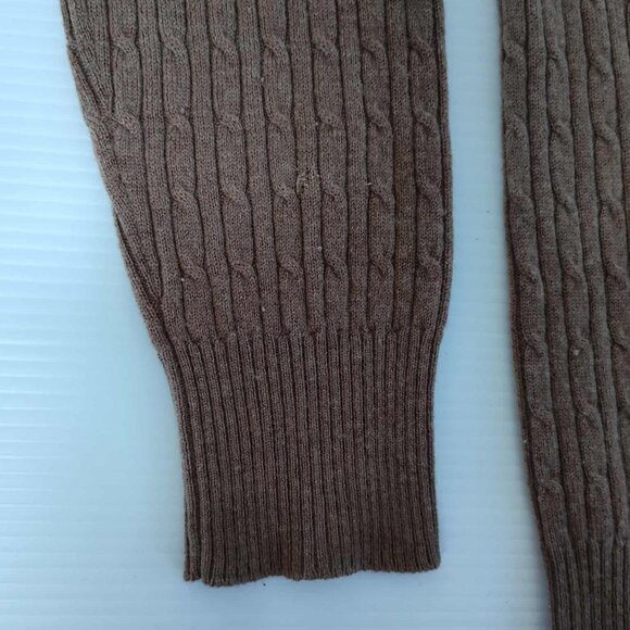 JCrew Brown V-neck cable knit wool cashmere blend pullover, size L - Picture 9 of 15